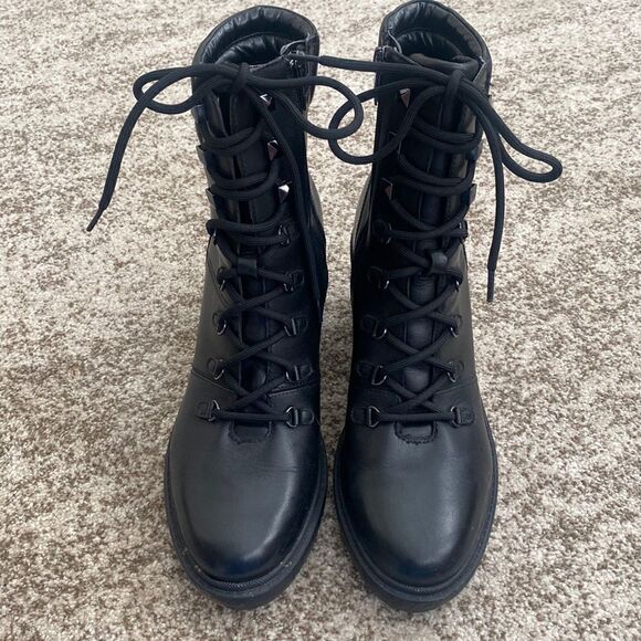 MARC FISHER Laboni Leather Combat Boots 10 - Picture 2 of 10